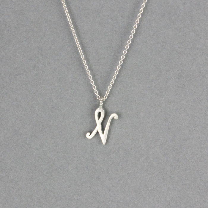N Initial Necklace, Monogram Letter N, Sterling Silver Letter, Uppercase  Initial, Capital Letter Necklace, Alphabet Pendant, Silver N